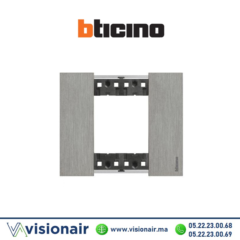 [BTKA4802ZG] Plaque Acier BTICINO Living Now 2 modules KA4802ZG