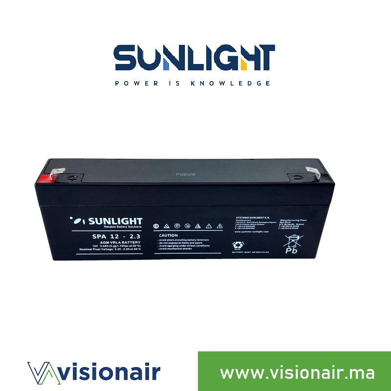 [SUN12V2_3AH] Batterie SUNLIGHT 12V 2,3AH SPA étanche VRLA AGM