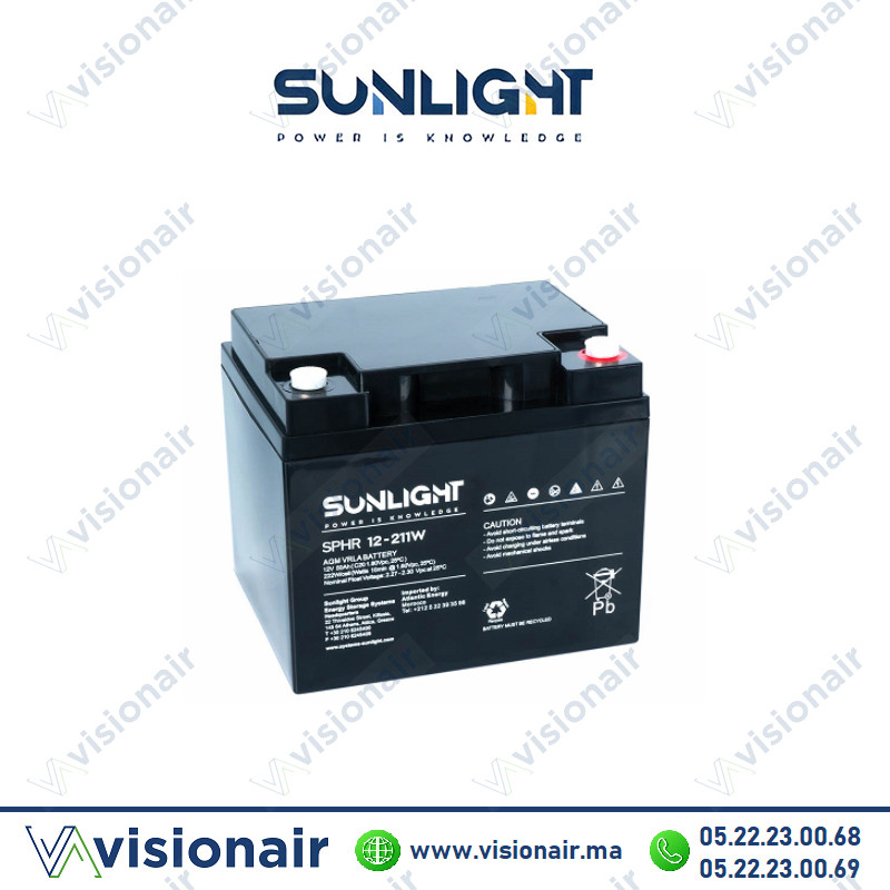 [SUN12V50AH] Batterie SUNLIGHT 12V 50AH 211W SPHR étanche VRLA AGM