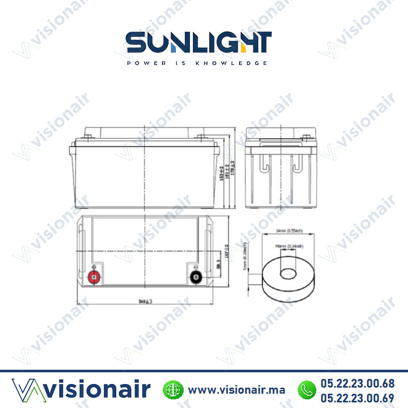 [SUN12V82AH] Batterie SUNLIGHT 12V 82AH 370W SPHR étanche VRLA AGM
