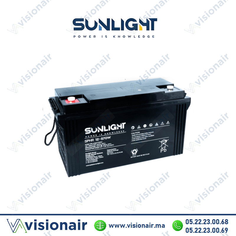 [SUN12V138AH] Batterie SUNLIGHT 12V 138AH 570W SPHR étanche VRLA AGM