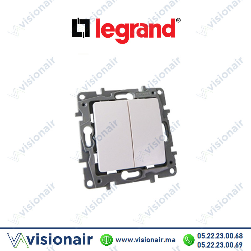 [LEG764506] Interrupteur double LEGRAND NILOE blanc 764506