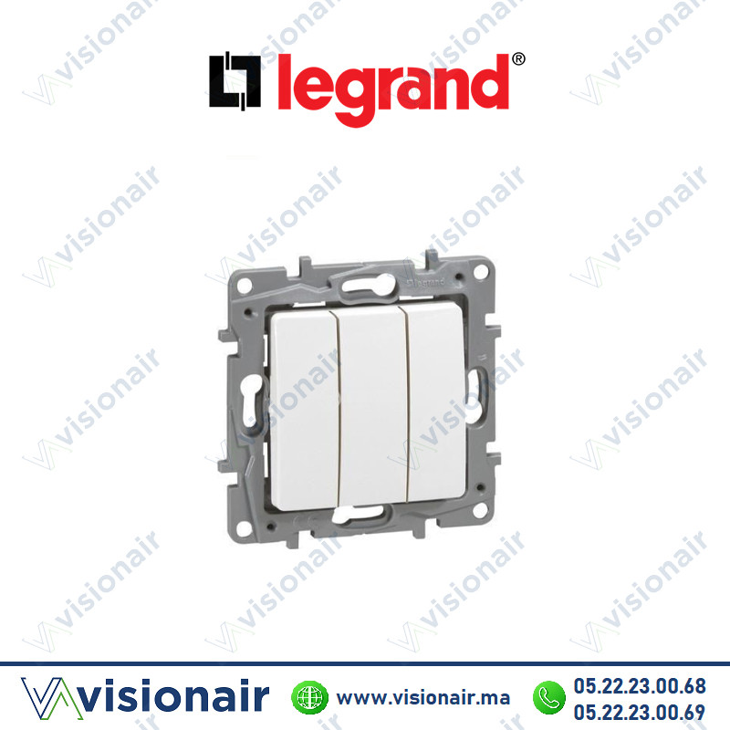 [LEG764503] Interrupteur triple LEGRAND NILOE blanc 764503