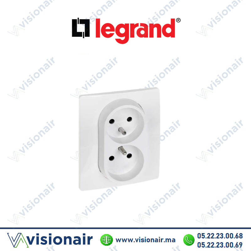 [LEG764541] Prise de courant 2P+T double LEGRAND NILOE blanc 764541