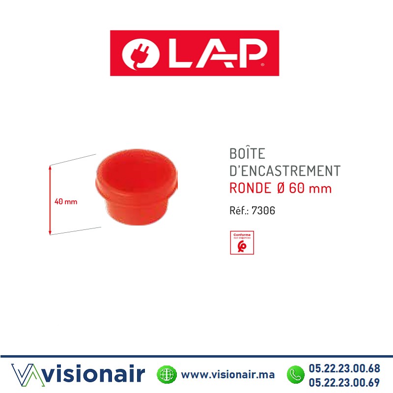 [7306] Boîte d'encastrement LAP ronde orange 7306