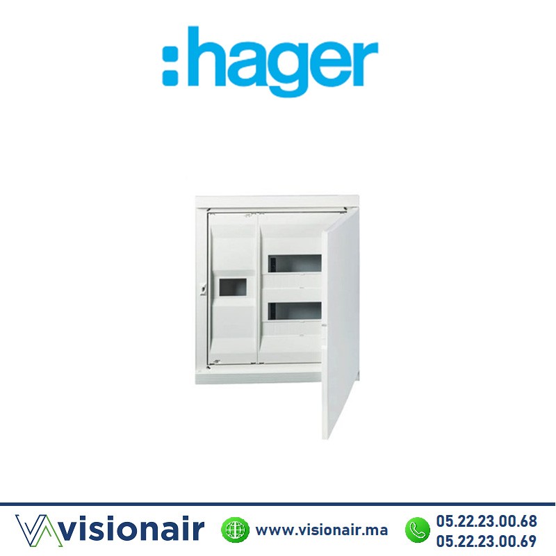 [GL24PP] Coffret encastré HAGER 24 modules + disjoncteur GL24PP