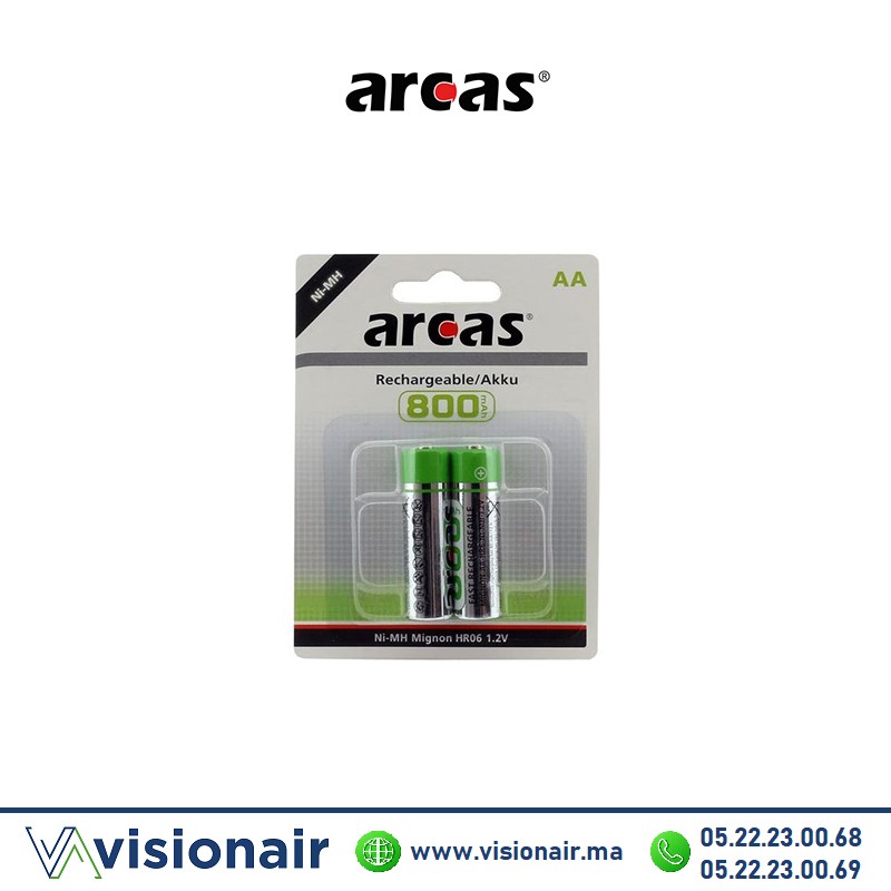 [ARCASAA28M] Pile ARCAS RECHARGEABLE AA2 HR06 800mAH