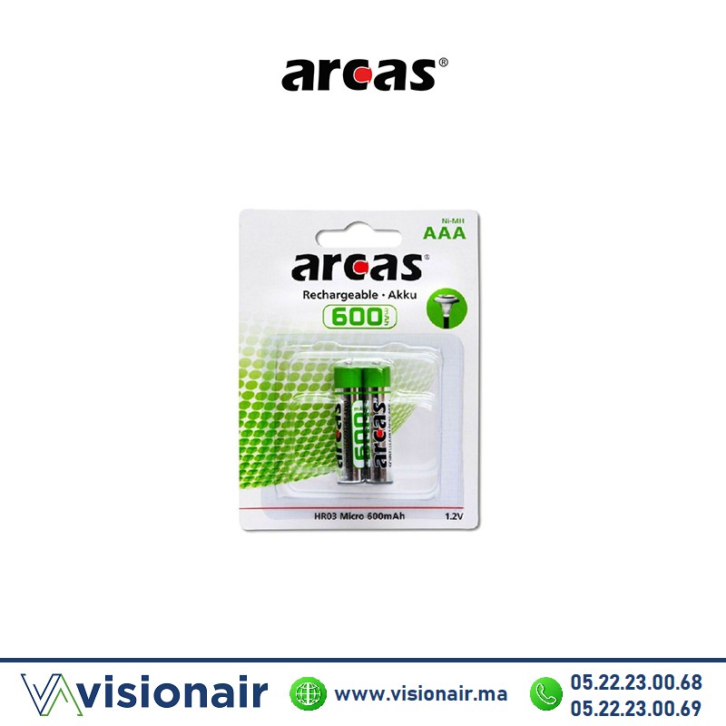 [ARCASAAA26M] Pile ARCAS RECHARGEABLE AAA2 HR03 600mAH