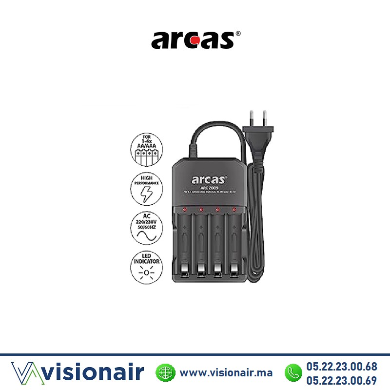 [ARCASCHARV] Chargeur de piles ARCAS pour piles AAA & AA (Vide)