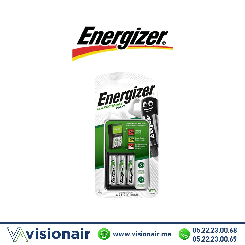 [ENERCHAR4AA] Chargeur de piles Energizer + 4 Piles rechargeables AA HR06 2000mAH