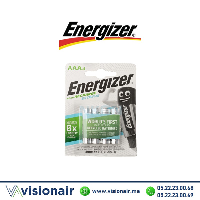 [ENERRECHARGE800AAA4] Pile Energizer rechargeable 4 piles AAA4 HR03 800mAH