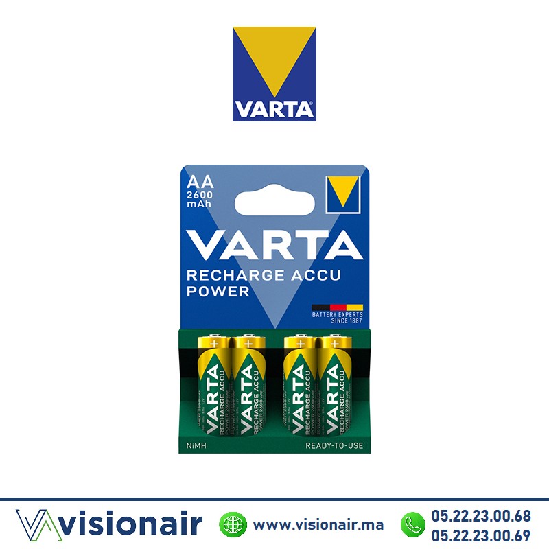 [VRECHARGE2600AA4] Pile Varta rechargeable 4 piles AA4 HR06 2600mAH