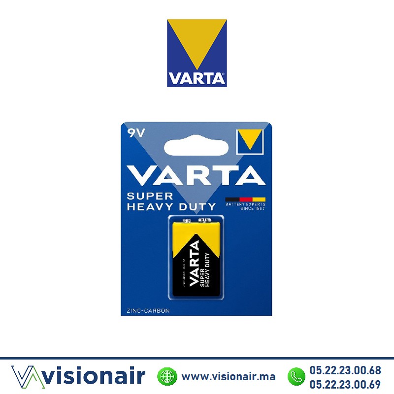 [VSUPERLIFE9V] Pile VARTA SUPERLIFE 9V 6LR61 saline ZINC-CARBONE