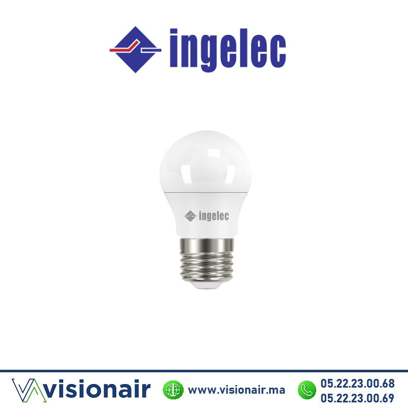 [LEDG06E27B] Ampoule LED sphérique INGELEC E27 6W 6500°K LEDG06E27B