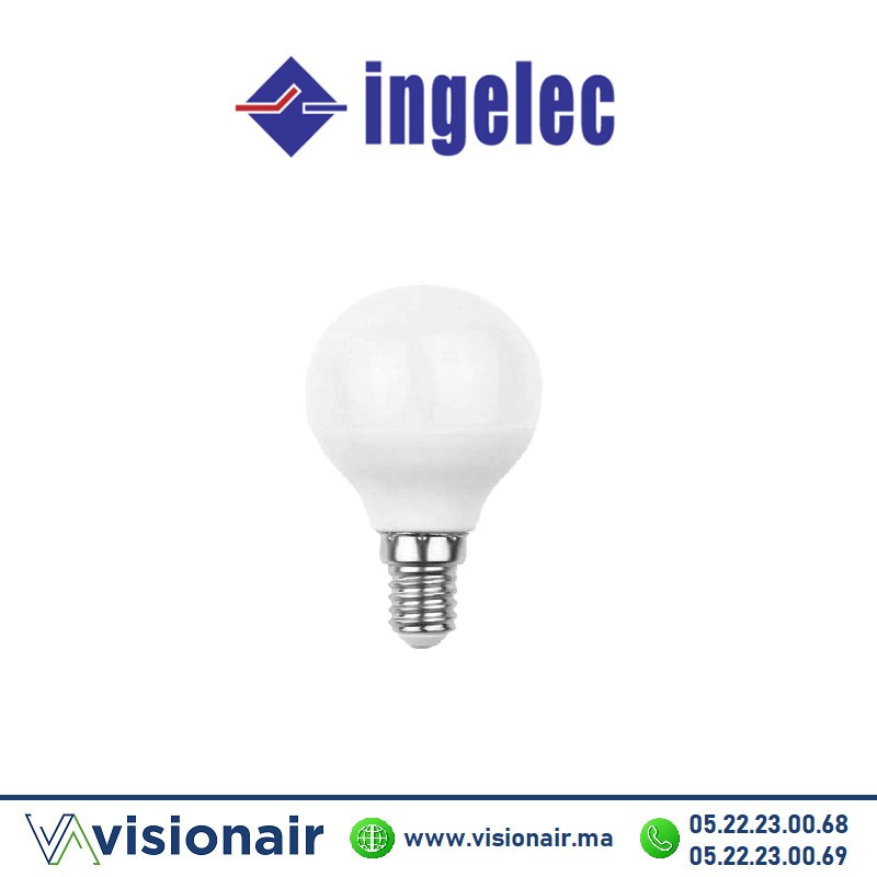 [LEDG06E14J] Ampoule LED sphérique INGELEC E14 6W 3000°K LEDG06E14J