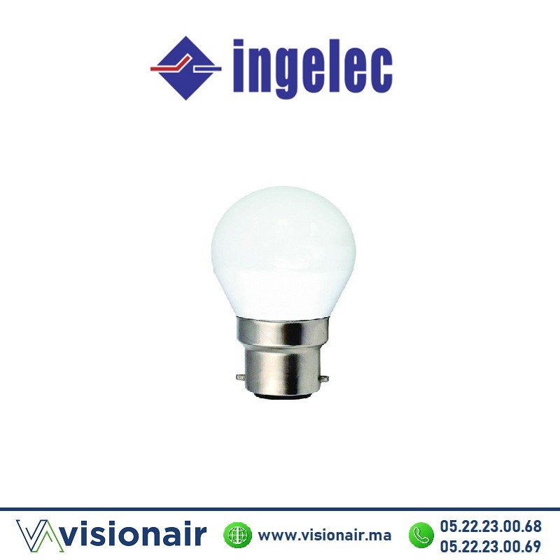 [LEDG06B22B] Ampoule LED sphérique INGELEC B22 6W 6500°K LEDG06B22B