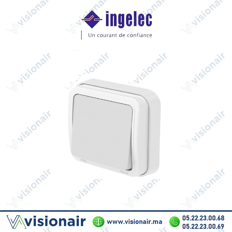 [ING5861/10A] Interrupteur simple étanche gris clair encastré INGELEC TROPIC 55 5861/10A