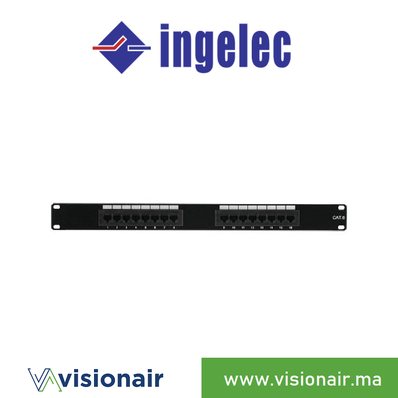 [INGP16/8C6B] Panneau de brassage INGELEC 16 ports CAT6 UTP 1U P16/8C6B