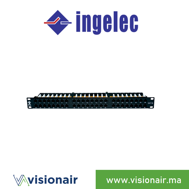 [INGP48/8C6B1U] Panneau de brassage INGELEC 48 ports CAT6 UTP 1U P48/8C6B1U