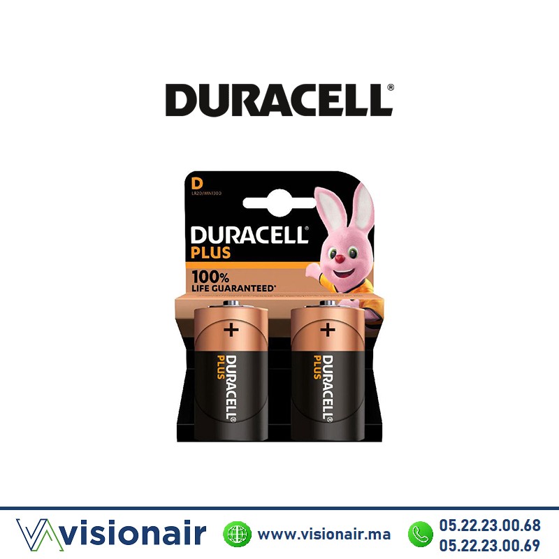 [DPLUSPOWERD2] Piles DURACELL PLUS POWER D2 LR20 1,5V alcalines