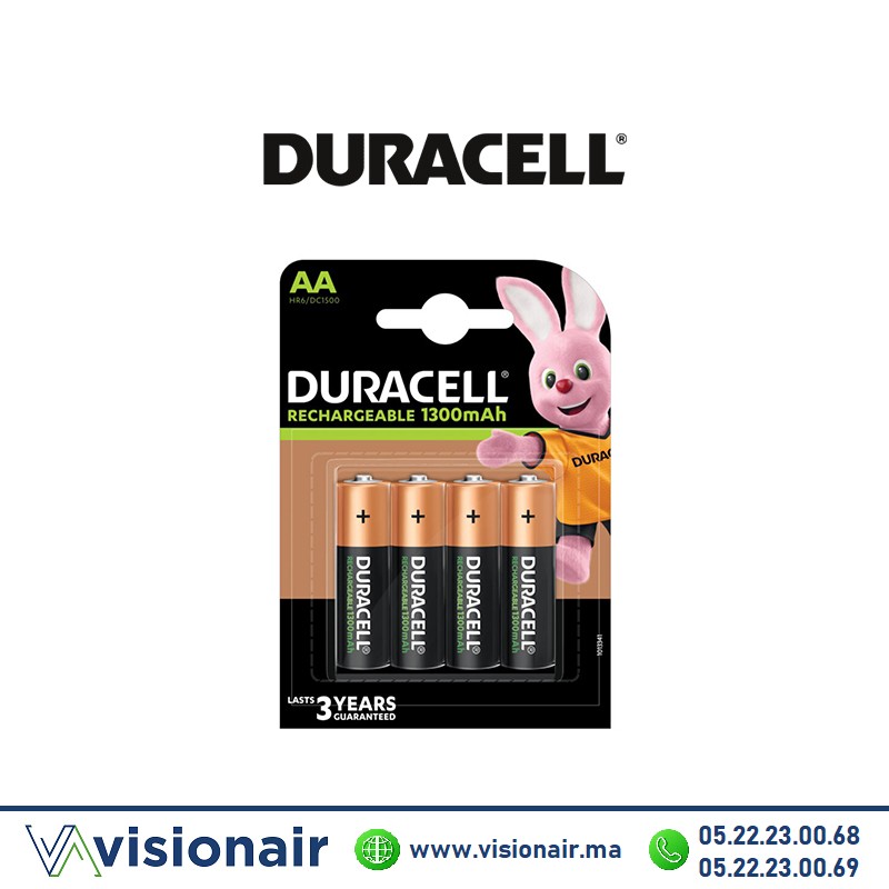 [DRECHAA4] Piles Duracell rechargeables AA4 LR06 1300mAH 1,2V