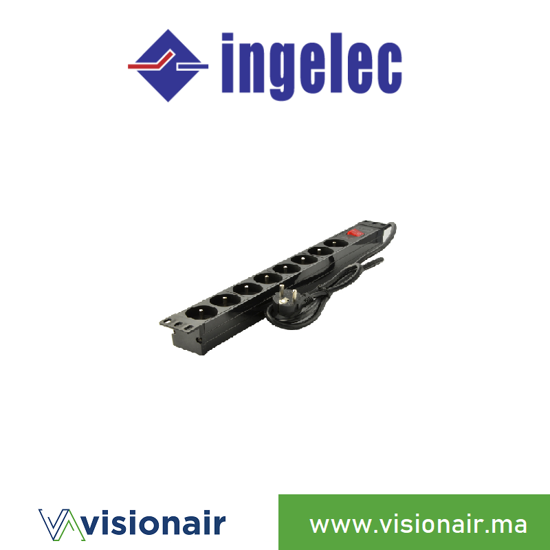 [INGBM815PIL] Multiprise 19" INGELEC 1U 8P+T avec interrupteur 1,5m BM815PIL