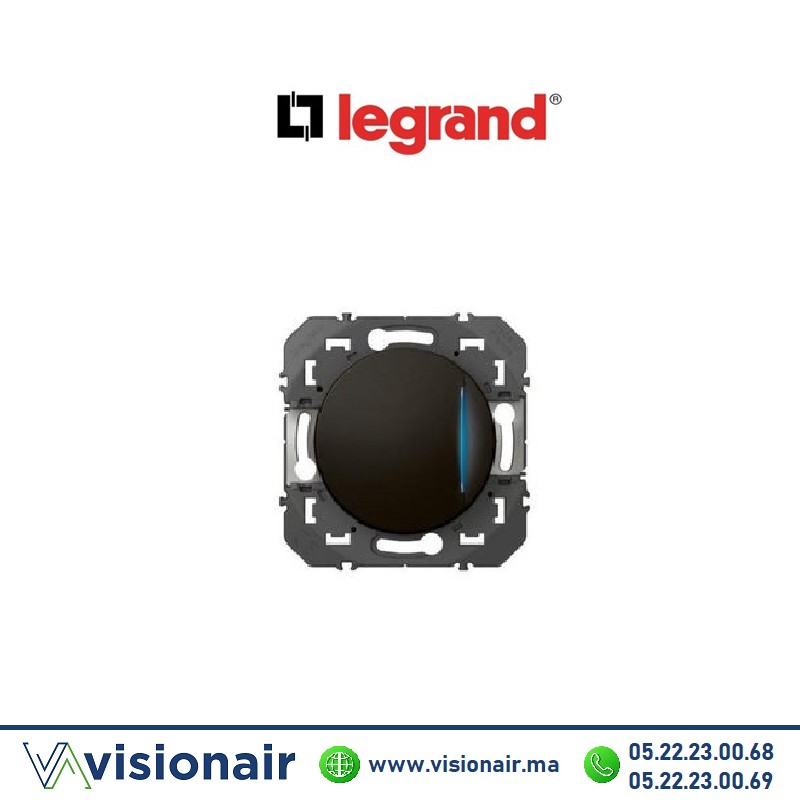 [LEG095267] Poussoir simple LEGRAND Dooxie lumineux Noir mat 095267