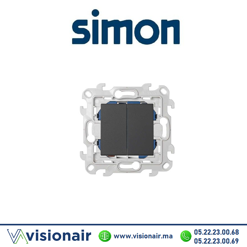 [2410397-038] Interrupteur double va & vient SIMON 24 graphite 2410397-038