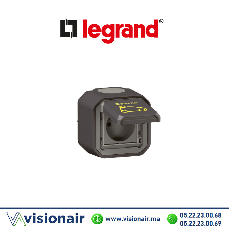 Prise de recharge pour VE Legrand Plexo Green'up Access IP55 anthracite Casablanca Maroc