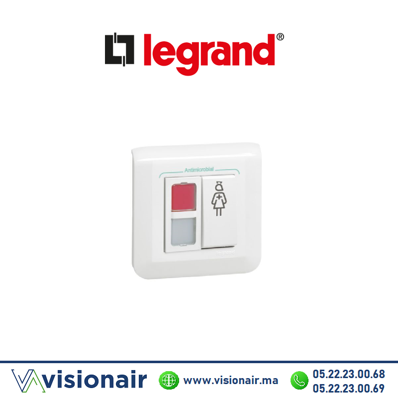 [LEG078204L] Bloc de porte LEGRAND Mosaic avec 1 voyant rouge , 1 blanc et 1 poussoir d'effacement 078204L