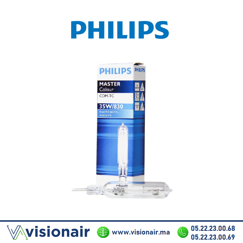 [PHILCDM-T35W3K] Lampe à décharge G8.5 PHILIPS MASTERColour  CDM-TC 35W/830