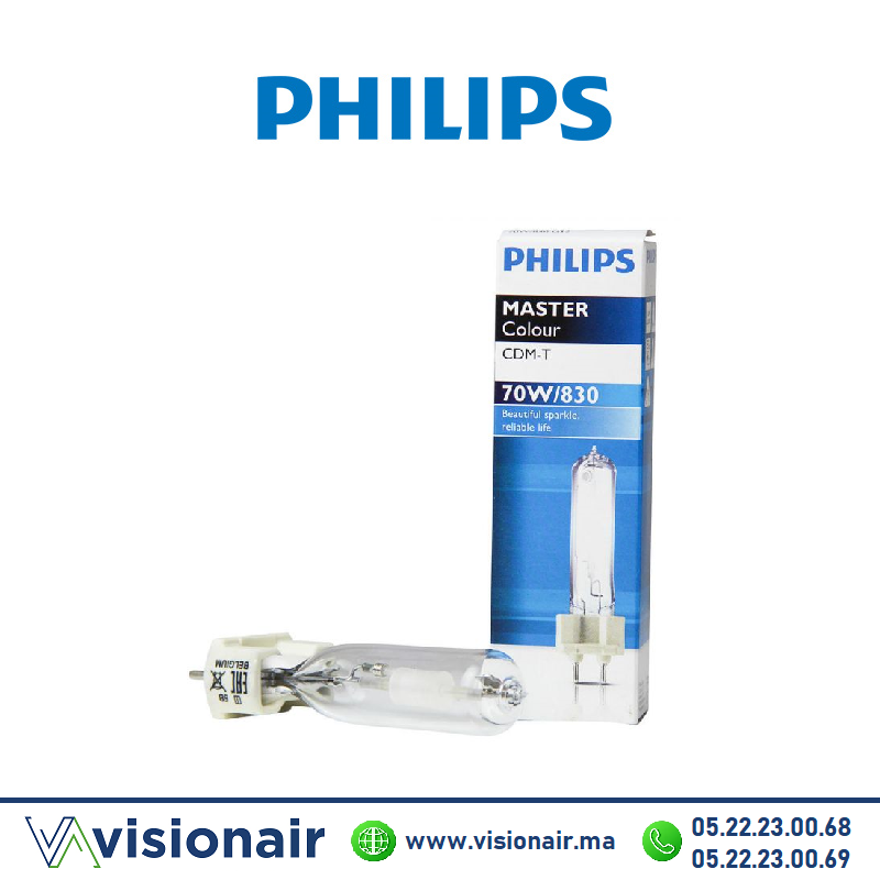 [PHILCDM-T70W830] Lampe à décharge G12 PHILIPS MASTERColour  CDM-T 70W/830