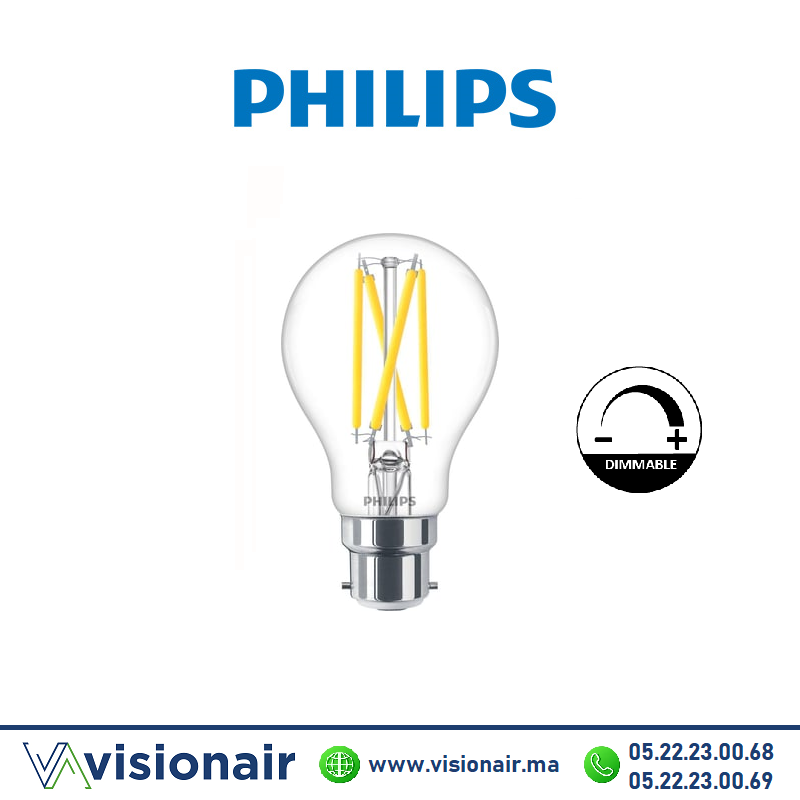 [PHILB22DIMFILA6027K] Lampe LED B22 dimmable Philips Master 5,9W 2700°K