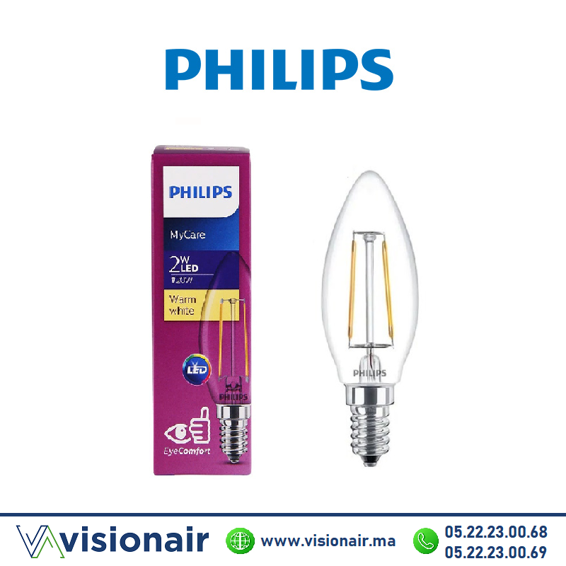 [PHILE14FIL2W3K] Lampe LED E14 Philips MyCare 2W 3000°K