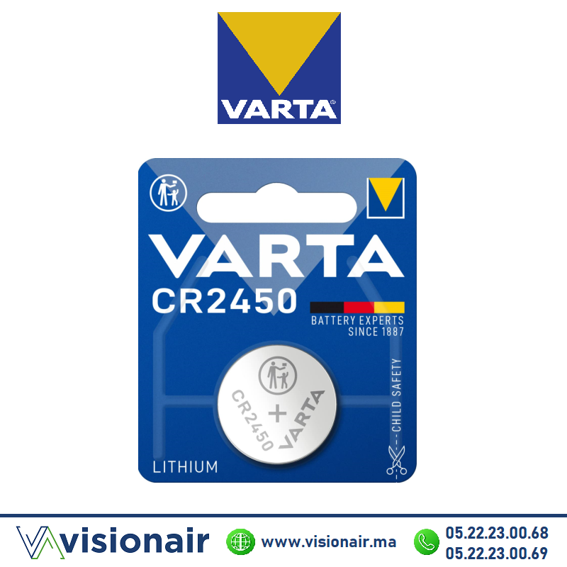 [VARTACR2450] Pile bouton VARTA CR2450 3V lithium