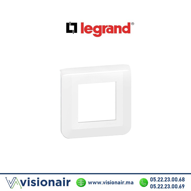 [LEG078722L] Plaque 2M Legrand Mosaic blanc antimicrobien 078722L