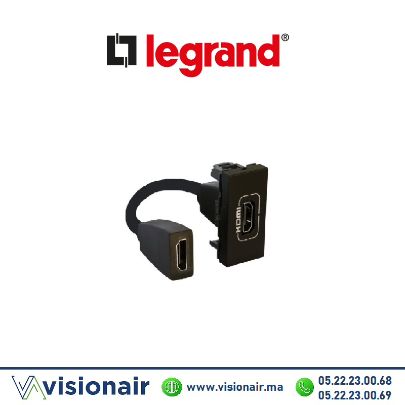 [LEG079478L] Prise HDMI V2.0 Legrand Mosaic 1M Noir mat 079478L