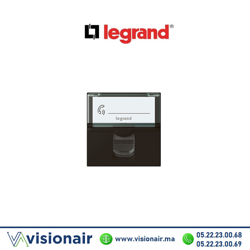 [LEG079165L] Prise CAT6 FTP 2M Legrand Mosaic Noir mat 079165L