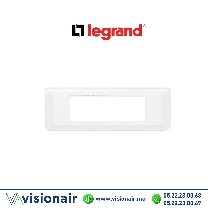 [LEG078724L] Plaque Legrand Mosaic 4M hor Blanc antimicrobien 078724L