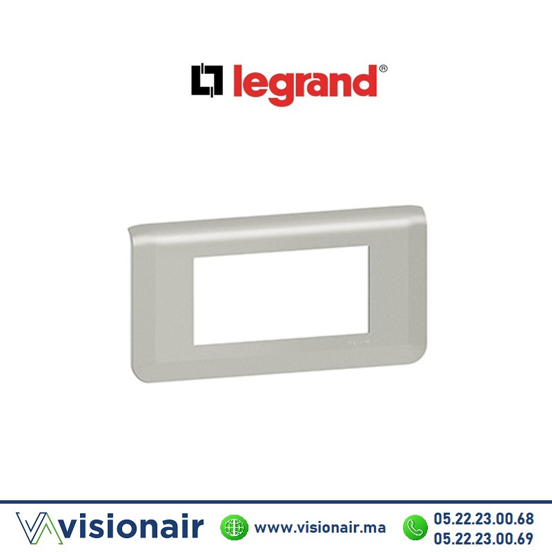 [LEG079314L] Plaque Legrand Mosaic 4M hor Aluminium 079314L