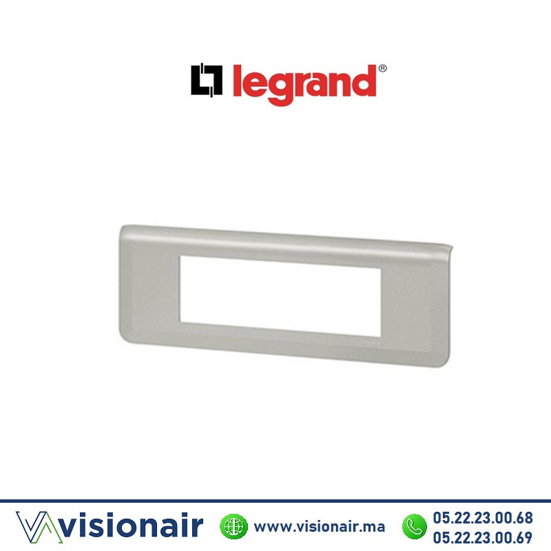 [LEG079316L] Plaque 6 modules Legrand Mosaic hor Aluminium 079316L