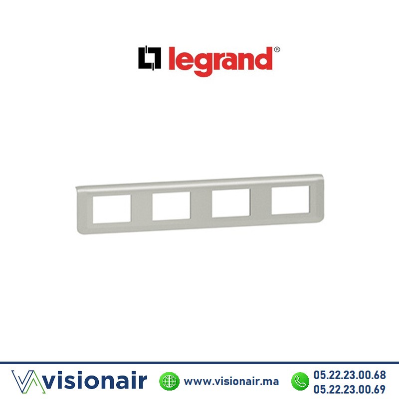 [LEG079308L] Plaque 4x2 modules Legrand Mosaic hor Aluminium 079308L