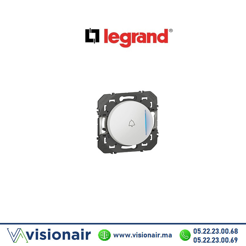 [LEG600018] Poussoir lumineux Dooxie Legrand sonnette Blanc 600018