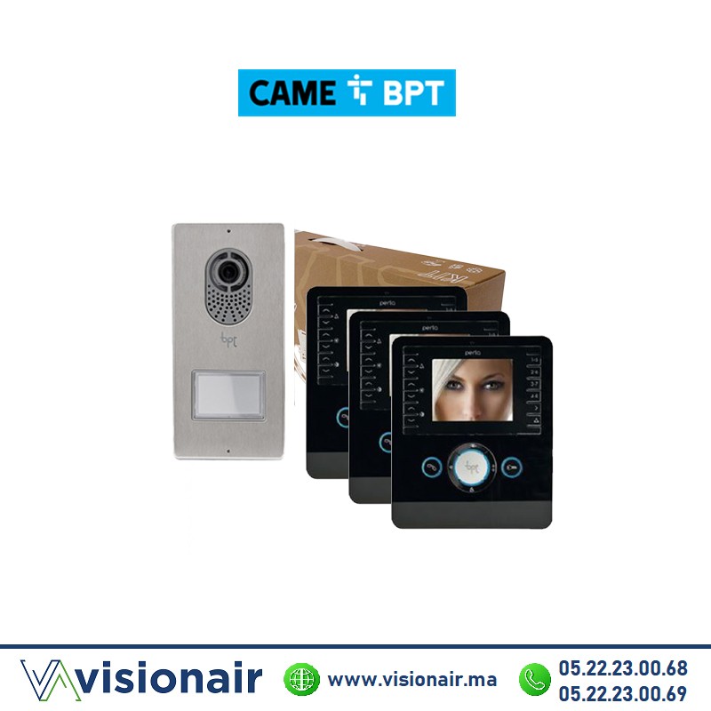[BPTPERLA3PN] KIT vidéophone BPT Lithos + 3 moniteurs Perla Noir