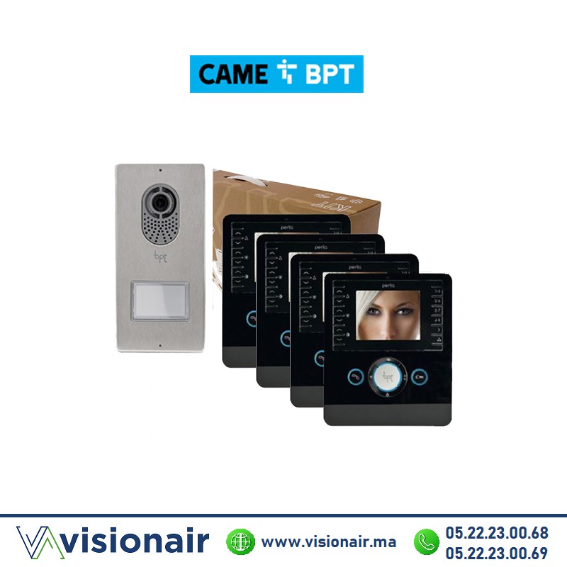 [BPTPERLA4PN] KIT vidéophone BPT Lithos + 4 moniteurs Perla Noir