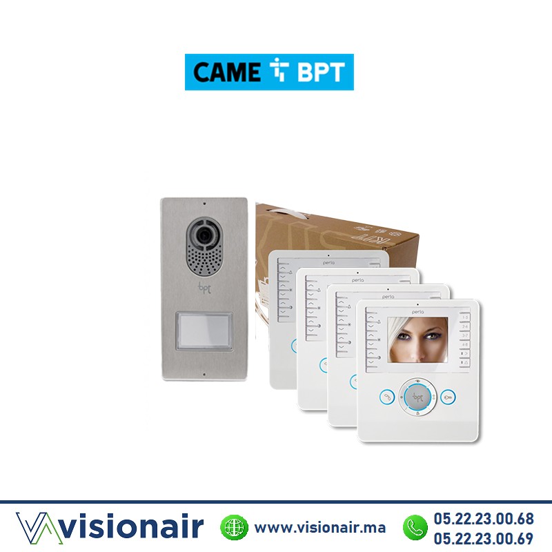 [BPTPERLA4PB] KIT vidéophone BPT Lithos + 4 moniteurs Perla blanc