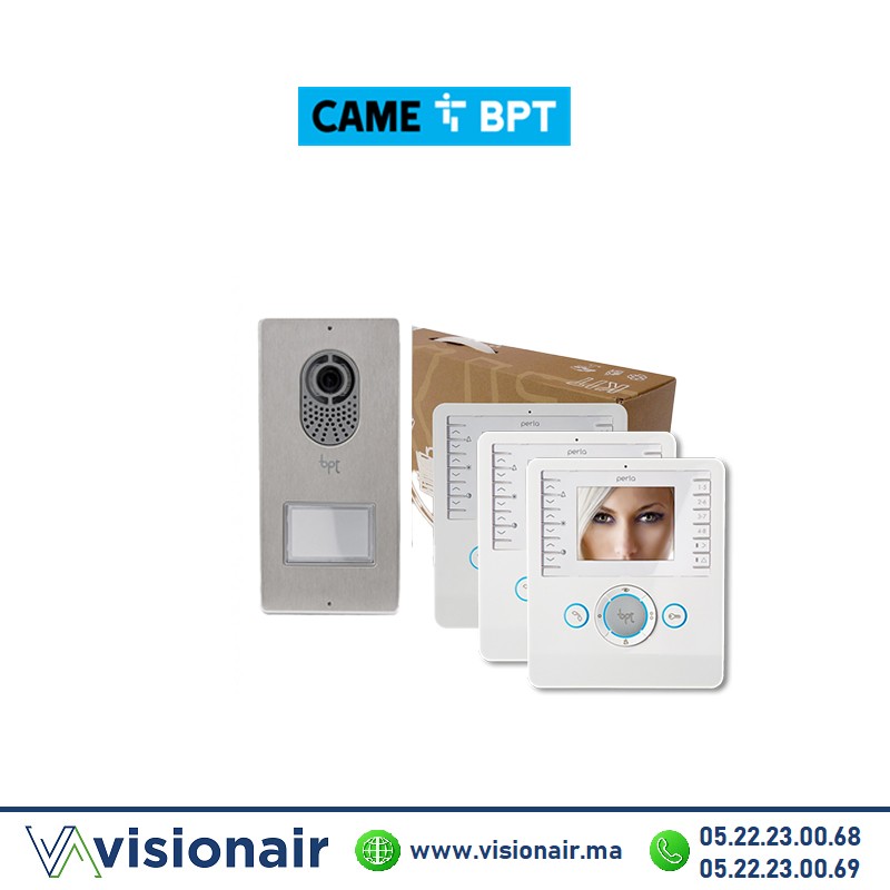 [BPTPERLA3PB] KIT vidéophone BPT Lithos + 3 moniteurs Perla blanc