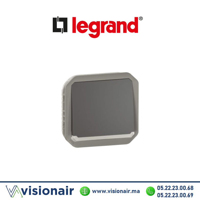 [LEG069813L] Poussoir lumineux avec voyant étanche Legrand Plexo anthracite 069813L