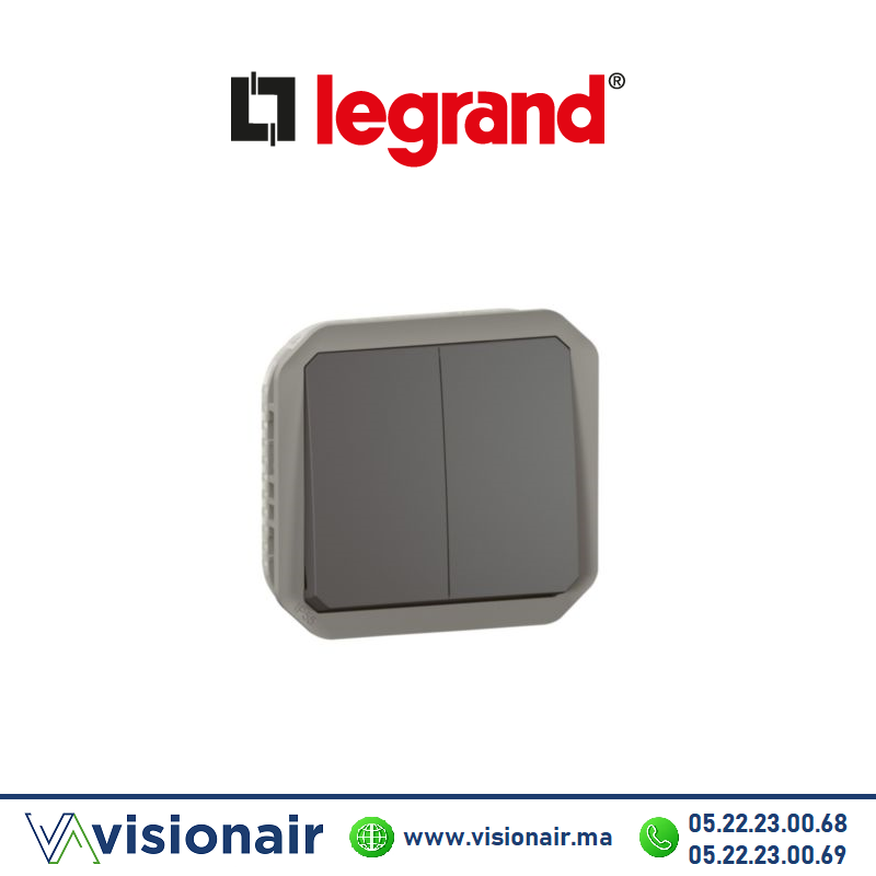 [LEG069805L] Va & vient double étanche Legrand Plexo anthracite 069805L
