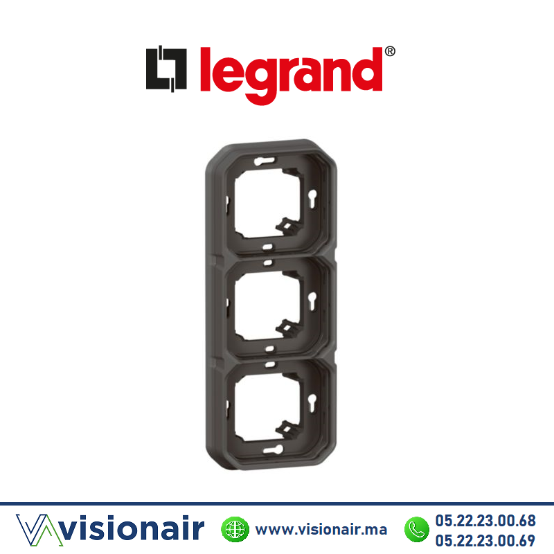 Support encastré 3 postes Legrand Plexo anthracite 069608L Casablanca Maroc